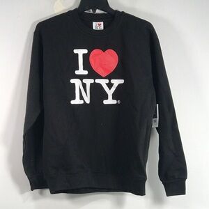 Rafia Tees I Love NY Crew Sweatshirt, Women's Size M - Black